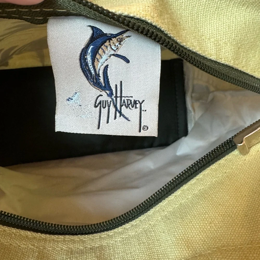 Guy Harvey Canvas Tote Bag Sequin Bead Parrot Bird Lime Blue Tropical Beach Tote